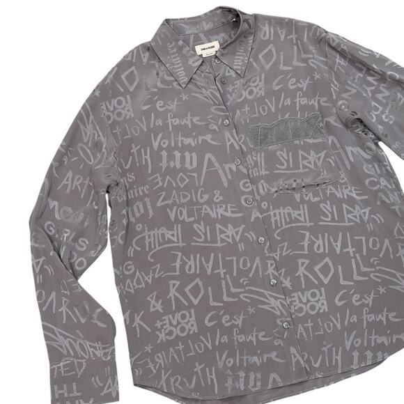 Zadig & Voltaire Morning Jac Manifesto Silk Blouse - Picture 4 of 9